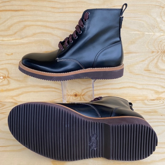 COACH Genuine Leather Boots Derby Smooth Black - Picture 6 of 12